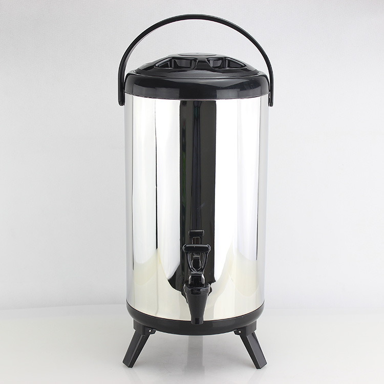 10L Stainless Steel Metal Heat Preservation Barrel Heat Insulation Bubble Tea Bucket with Tap for Milk Tea Drink Dispensers