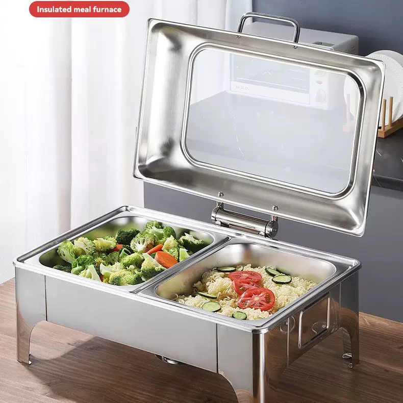 Hot Sales Restaurant Chafing Dish Factory  1/2 Compartment Chafer Dish Buffet Set Stainless Steel Chafing Dish