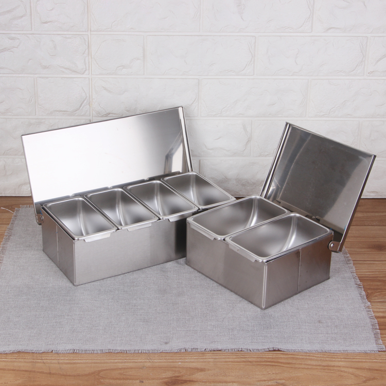 Hotel 6/8 Compartment Seasoning Box Multiple Combination Stainless Steel Spice Storage Set