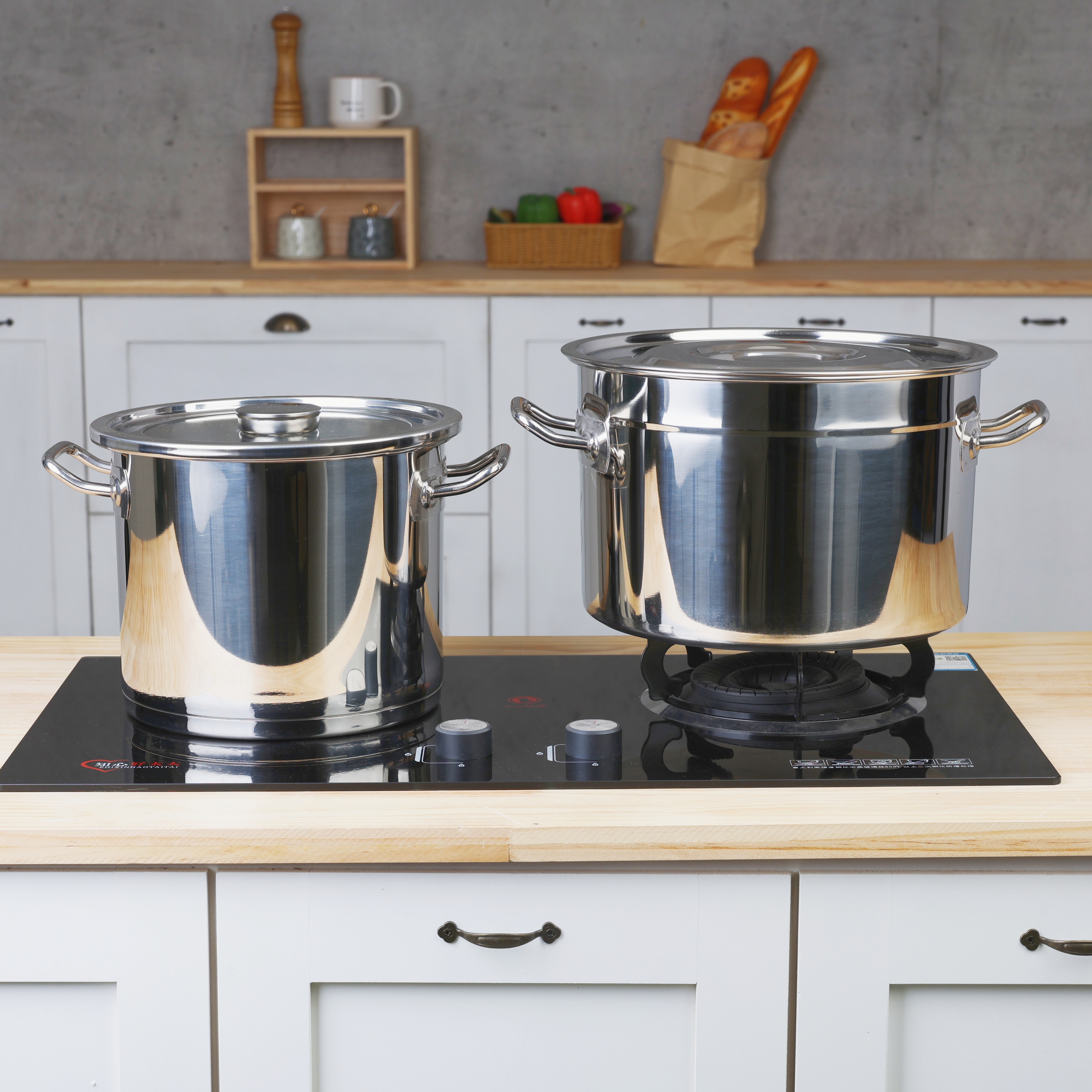 Commercial Restaurant  Catering Pots Soup Cauldron Cooking Pot Sets High Quality Kitchen Use  Stainless Steel Kitchen Stock Pan