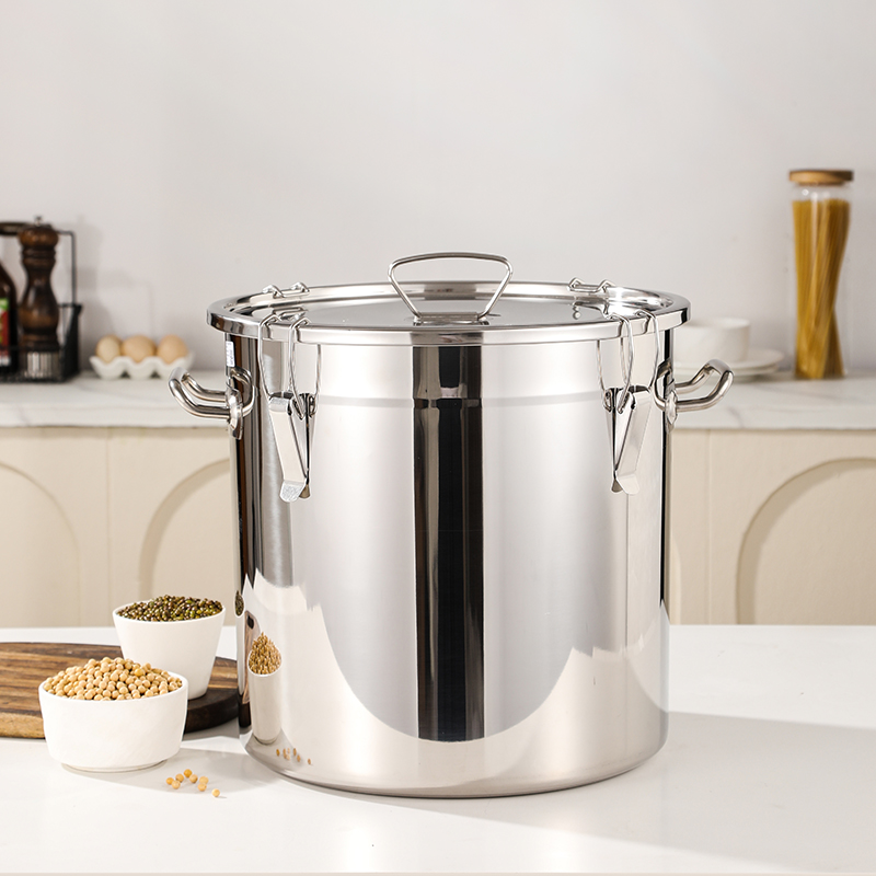 Stainless Steel Canister Set Metal Food Storage Container Soup Bucket with Lids Airtight Soup Bucket Airtight Leakproof