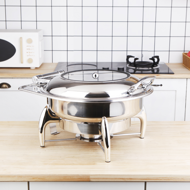 Hotel Restaurant Food Warmers Buffet Chafing Dish Round Roll Top Stainless Steel Chafing Dish Set Buffet Equipment