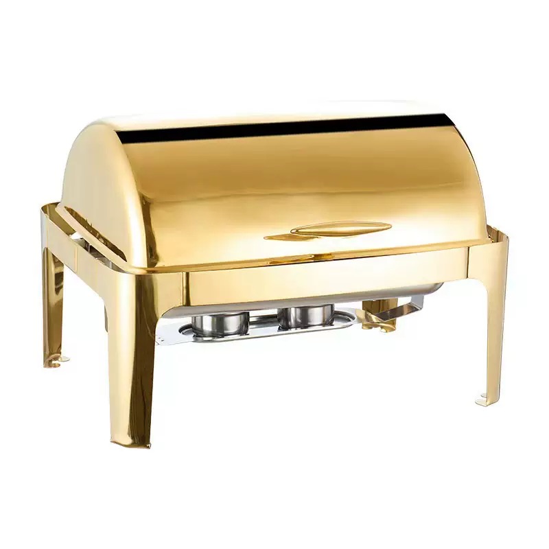 Gold Chafing Dishes for Catering Chafing Dish Buffet Set Luxury Rectangular Buffet Warmer Set