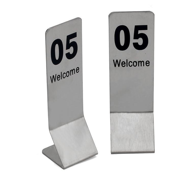 Customized Logo Stainless Steel Table Number Holder Hotel or Restaurant Menu Card Table and Desk Number Card