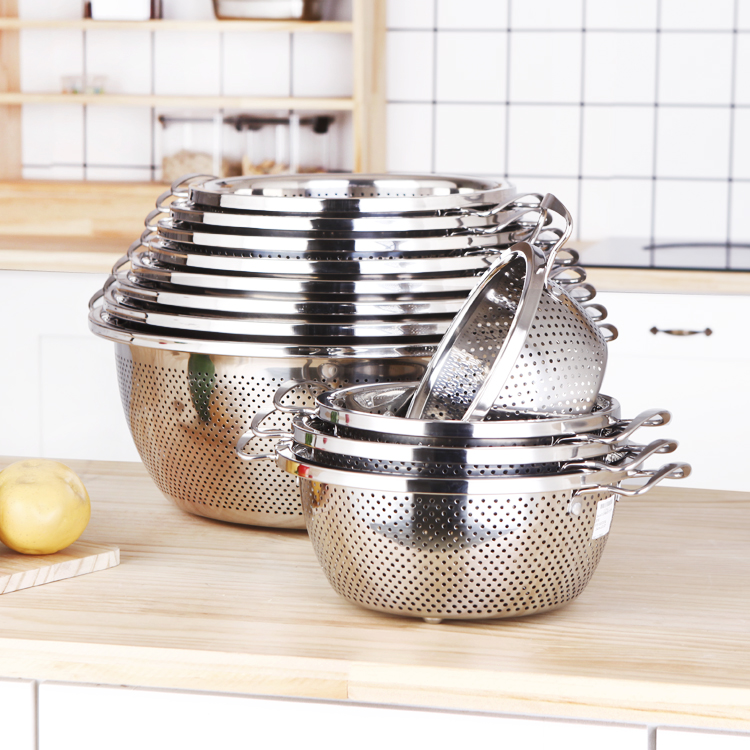 Durable Mesh Basket Stainless Steel Strainers Colander with Double Handle