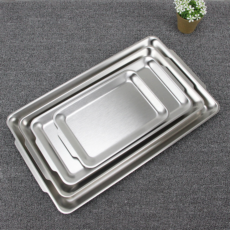 High Quality BBQ Tray Stainless Steel Barbecue Serving Plate Tableware Metal Sushi Dishes & Plates